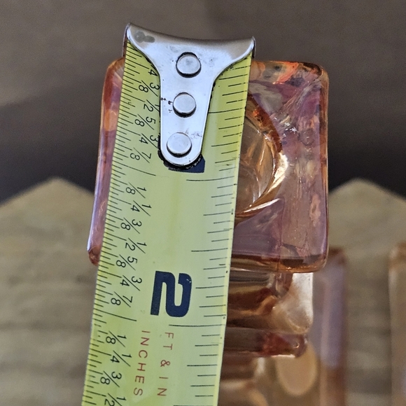 Stunning Franco Creazioni Exclusive Peach/Salmon Glass Candle Holder Set Italy - Picture 10 of 10